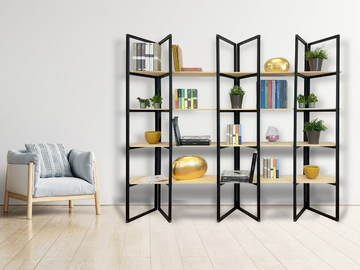 TEO - Freestanding open aluminium and wood bookcase by STUDIO T - view 2